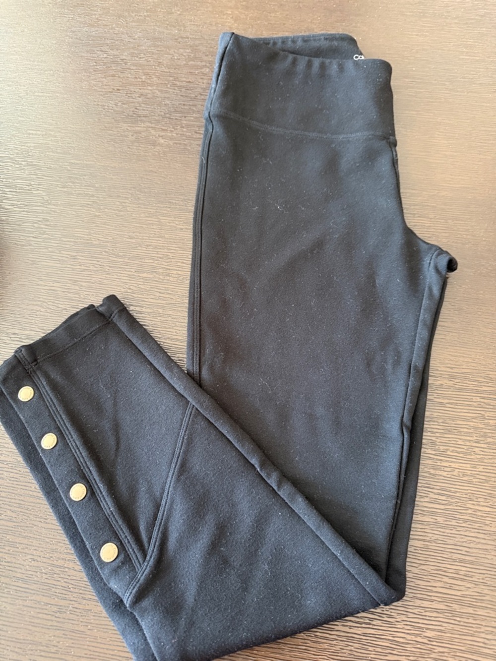 Calvin Klein Black Leggings with Gold Snap Accents